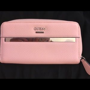 Light Pink GUESS Zip-Up Wallet